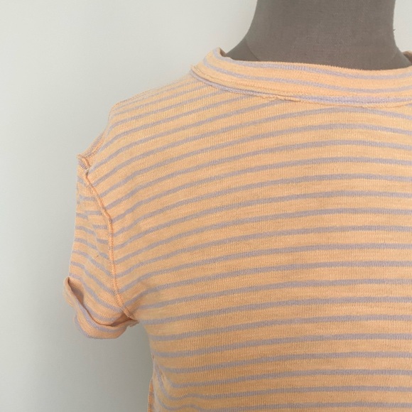 FREE PEOPLE Sabrina T Shirt Orange Stripe XS - Picture 3 of 7